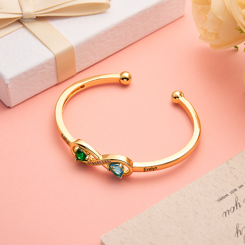 Personalized Infinity Birthstone Bracelet Custom Forever Link Bracelet The Infinite Connection Birthstone Bracelet Mother and Daughter Bracelet