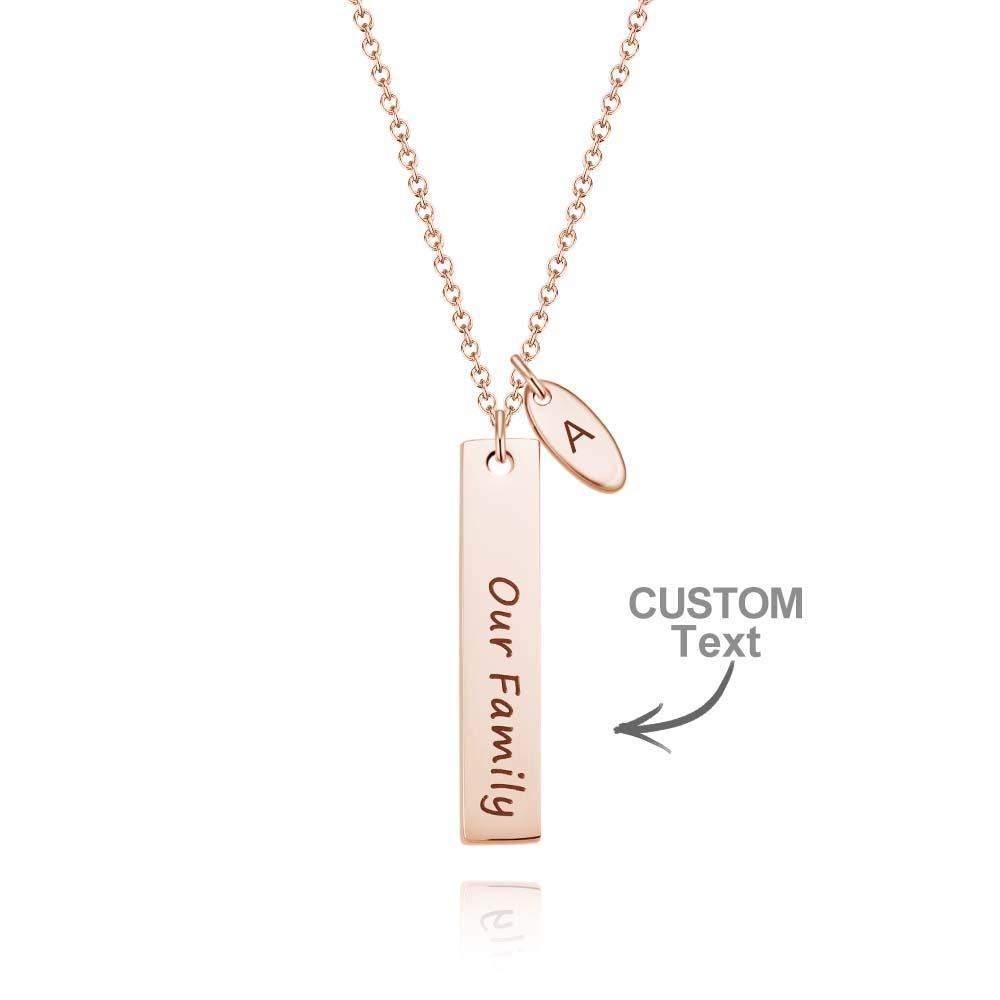 Custom Initial Leaf Bar Necklace Noble Engraved Name Pendant Gifts For Her - NameNecklace