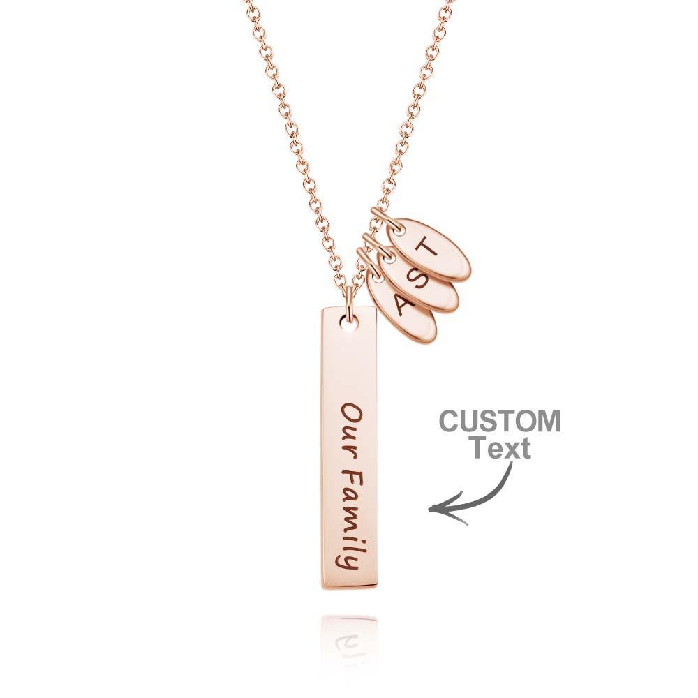 Custom Initial Leaf Bar Necklace Noble Engraved Name Pendant Gifts For Her - NameNecklace