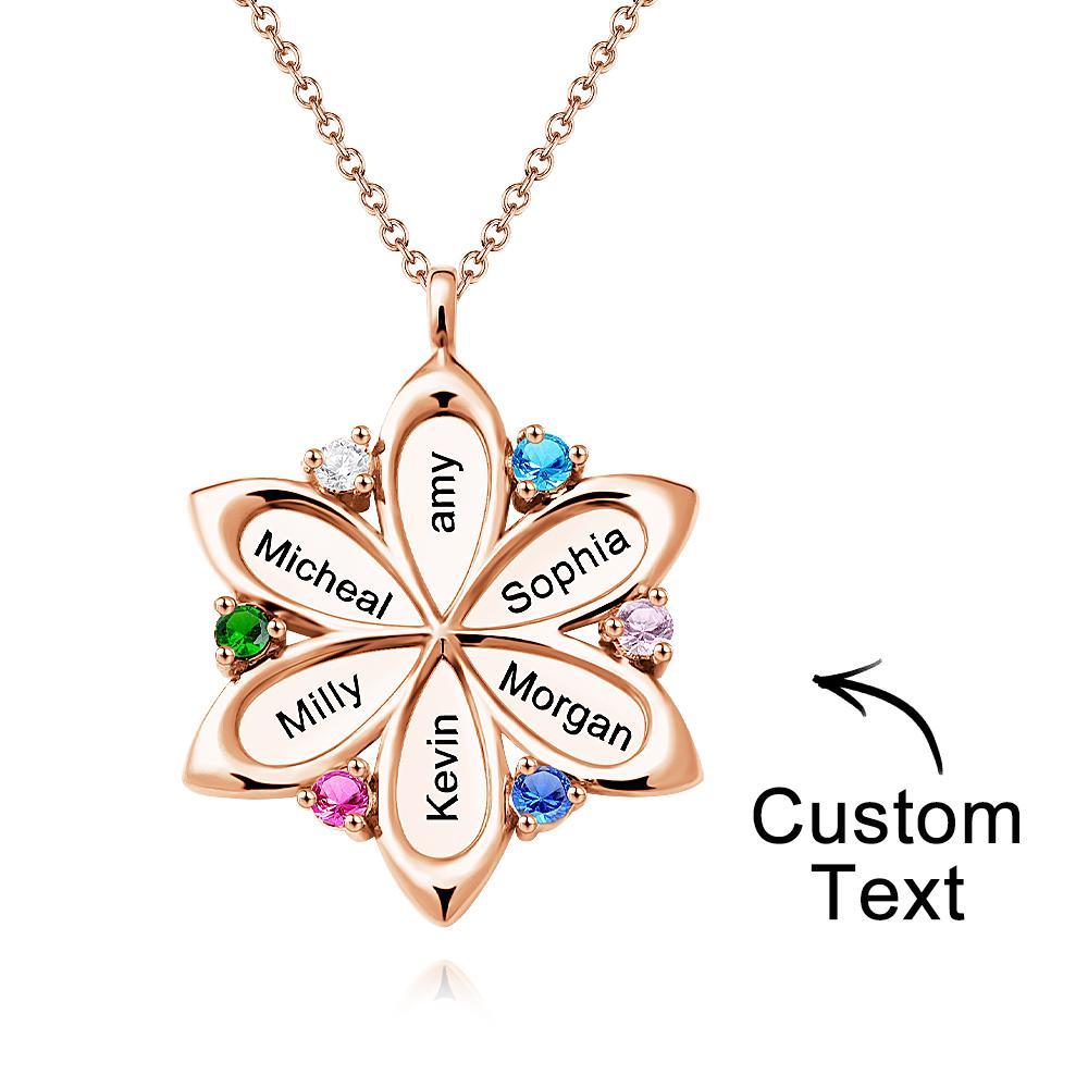 Personalized Name Flower Necklace Elegant Birthstone Pendant Necklace Jewelry Mother's Day Gifts - NameNecklace
