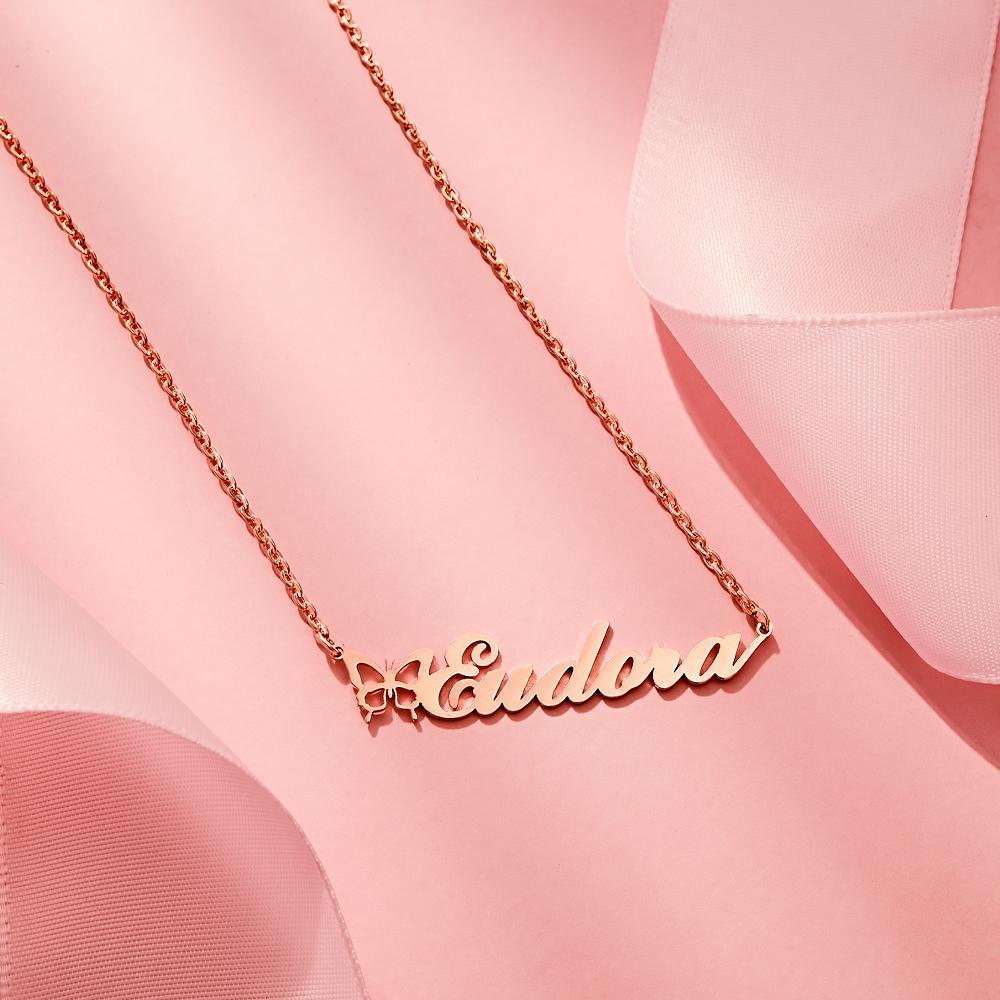 Name Necklace With Butterfly Personalized Pretty Name Necklace Unique Gift for Her - NameNecklace
