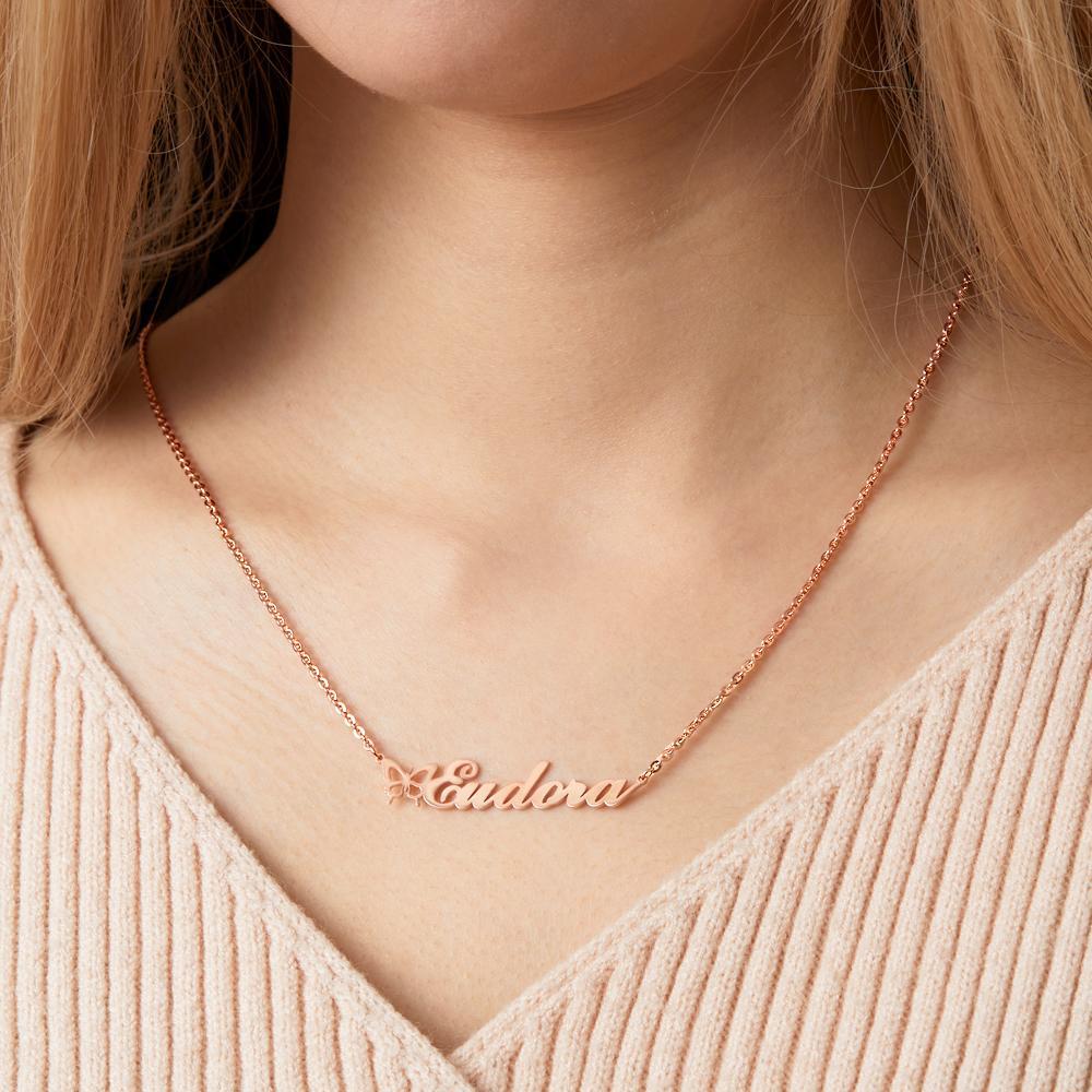 Name Necklace With Butterfly Personalized Pretty Name Necklace Unique Gift for Her - NameNecklace