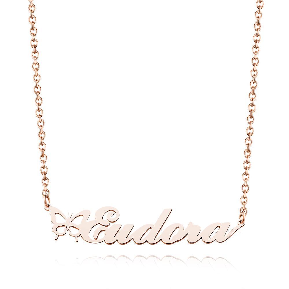Name Necklace With Butterfly Personalized Pretty Name Necklace Unique Gift for Her - NameNecklace