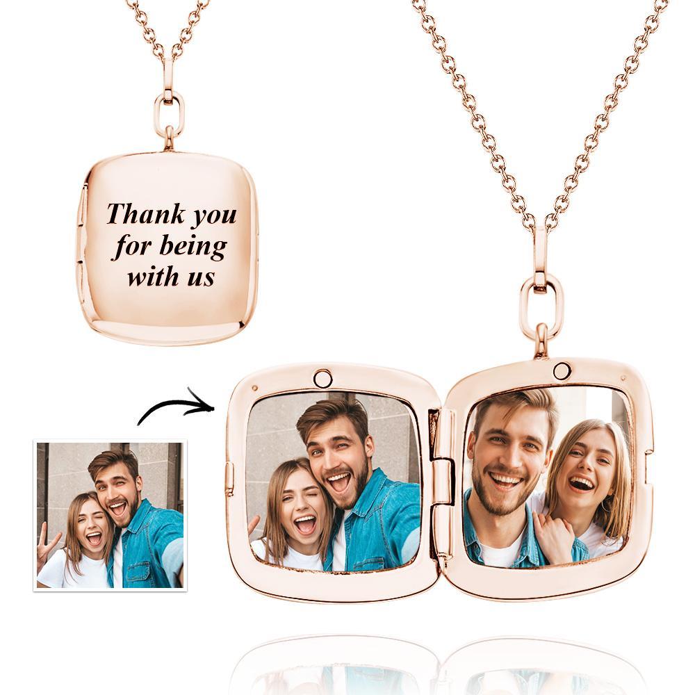 Custom Locket Photo Necklace Personalized Engraved Memorial Picture Pendant Gift For Her - NameNecklace