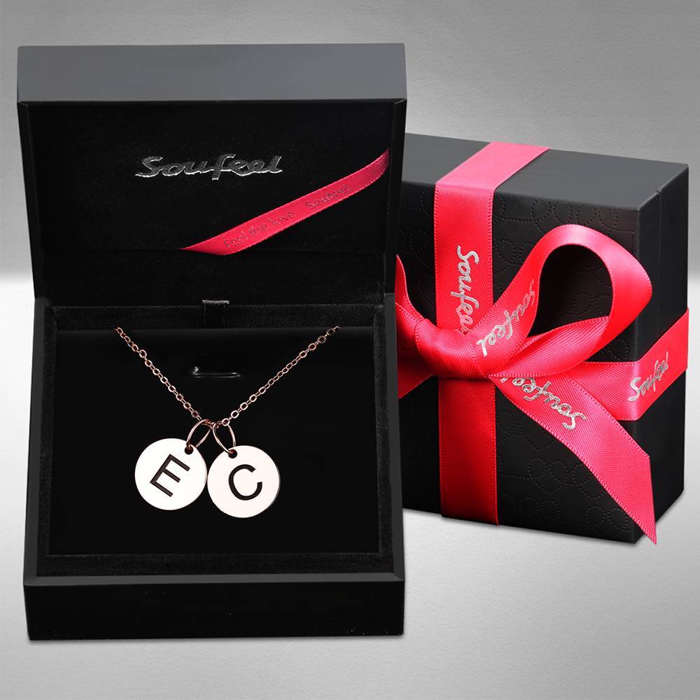 Initial Disc Engraved Necklace Rose Gold Plated