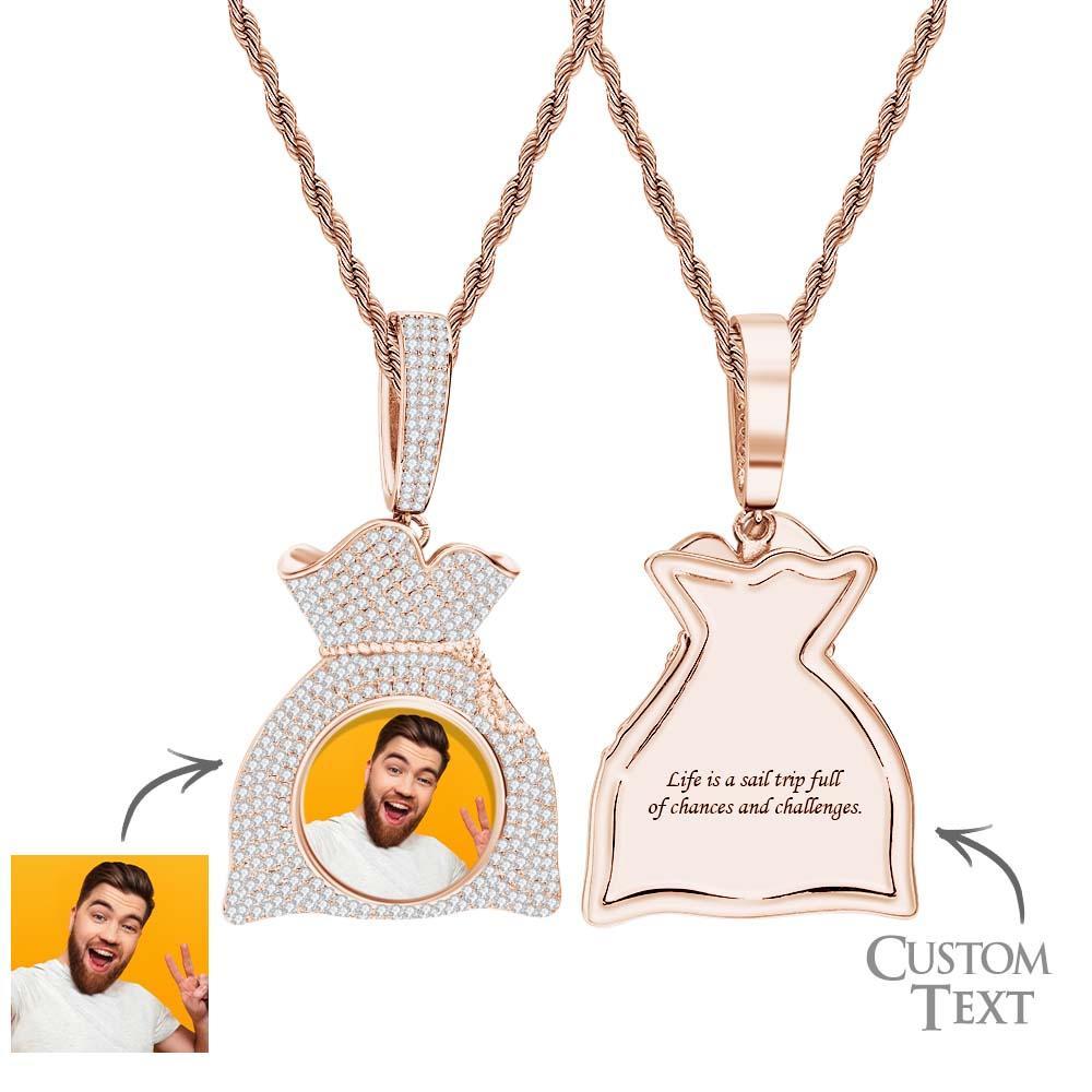 Custom Photo Hip Hop Necklace Personalized Engraved Zircon Money Bag Pendant Necklace For Men - NameNecklace