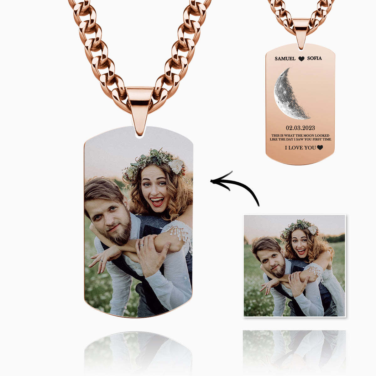 Personalized Moon Phase Photo Necklace Chic Chain Necklace Gifts For Lovers - NameNecklace