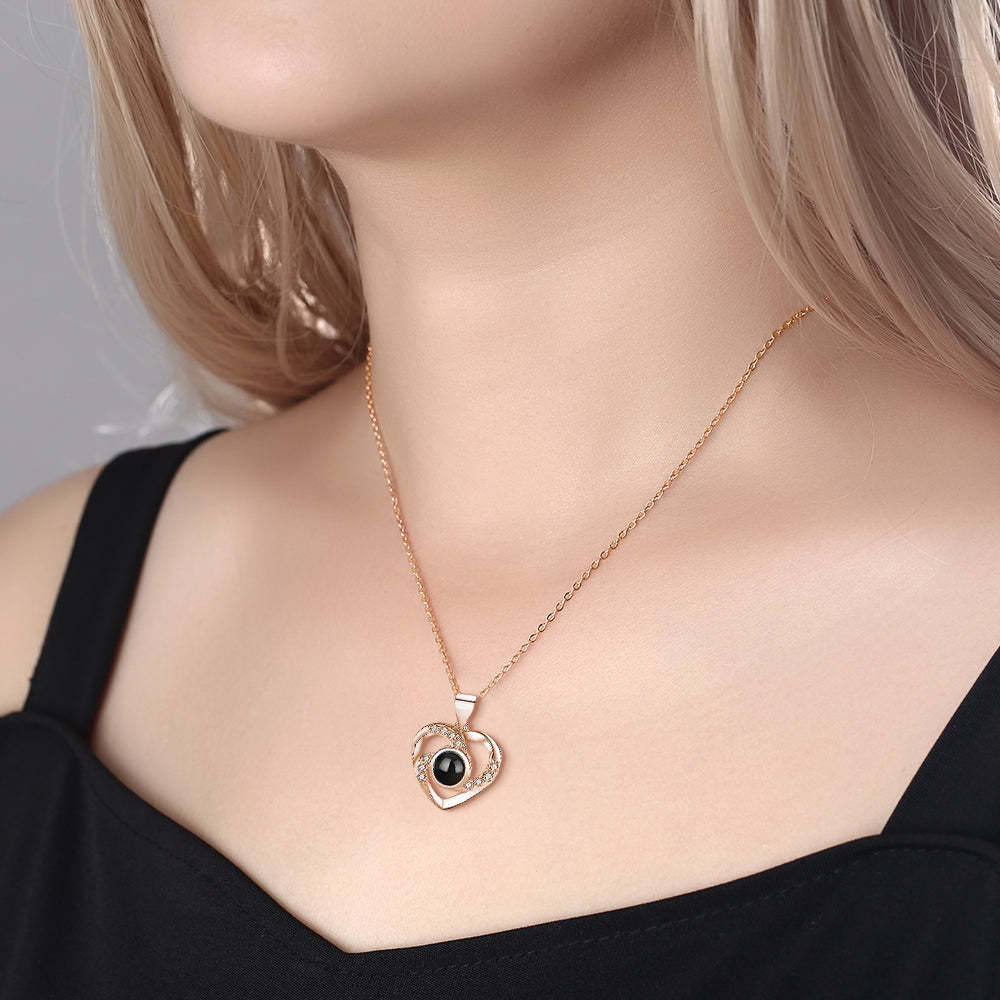 Custom Projection Necklace Elegant Heart Photo Necklace Gift for Her - NameNecklace
