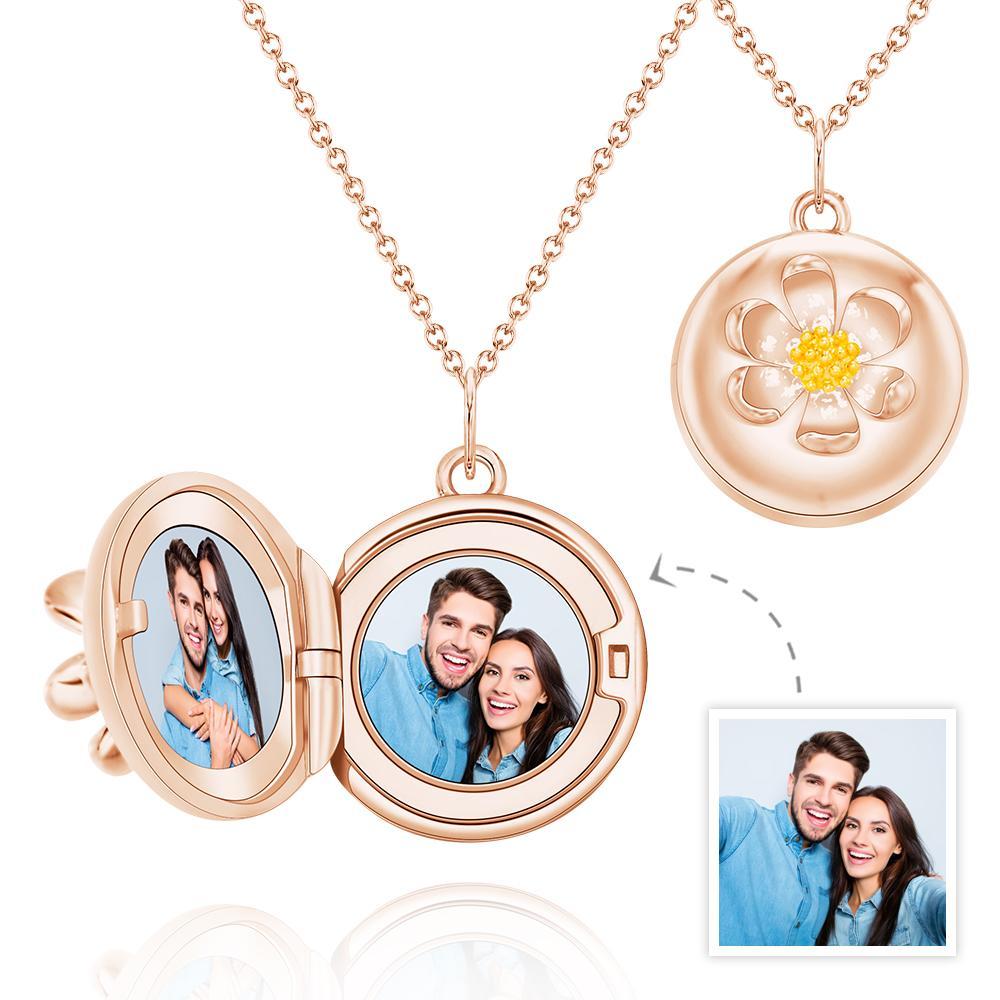 Custom Photo Necklace Daisy Pendant Creative Couple Gifts - NameNecklace