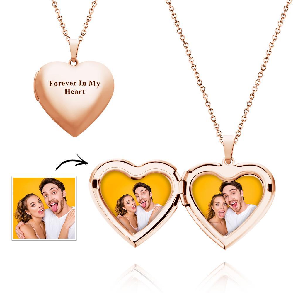 Custom Photo Engraved Neckalce Heart Pendant Exquisite Couple Gifts - NameNecklace