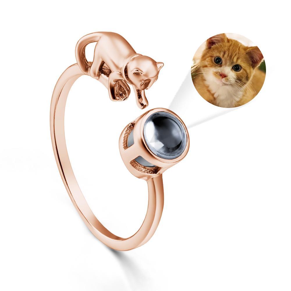 Custom Cat Photo Projection Ring Funny Pet Gift - NameNecklace