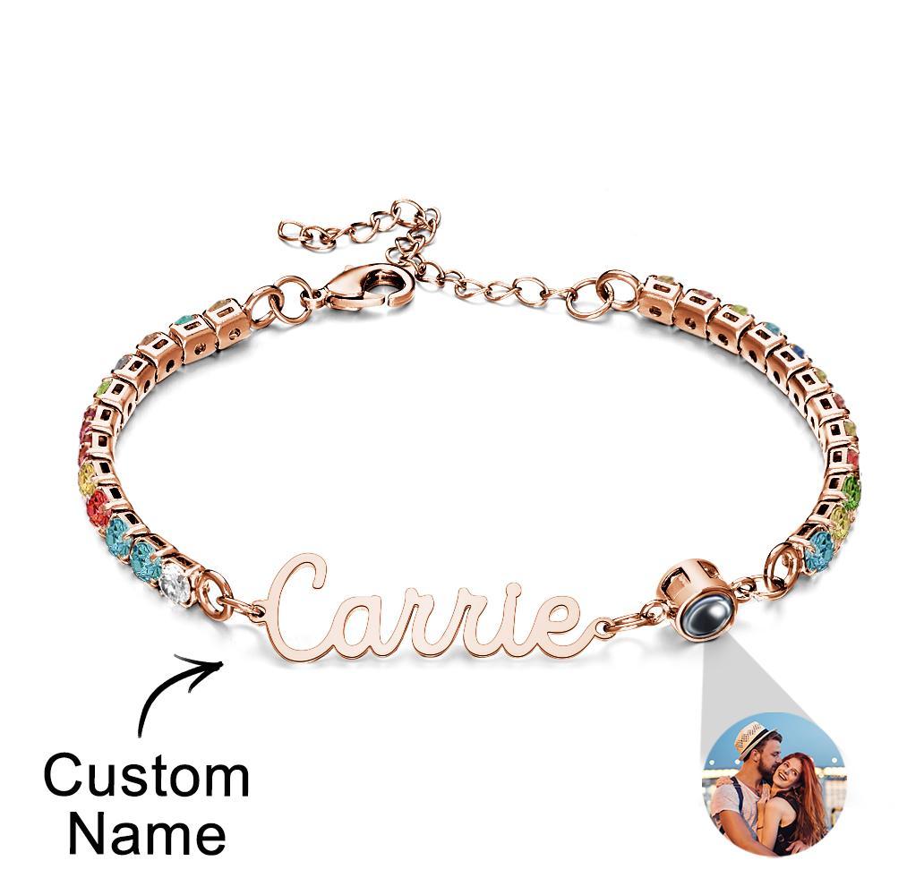 Custom Name Tennis Bracelets Projection Unique Gifts for Girl - NameNecklace
