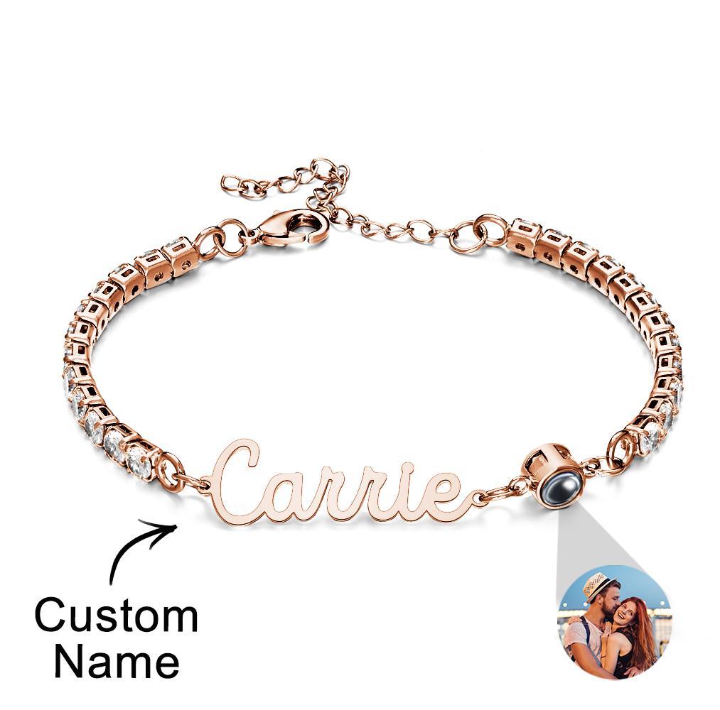 Custom Name Tennis Bracelets Projection Unique Gifts for Girl - NameNecklace