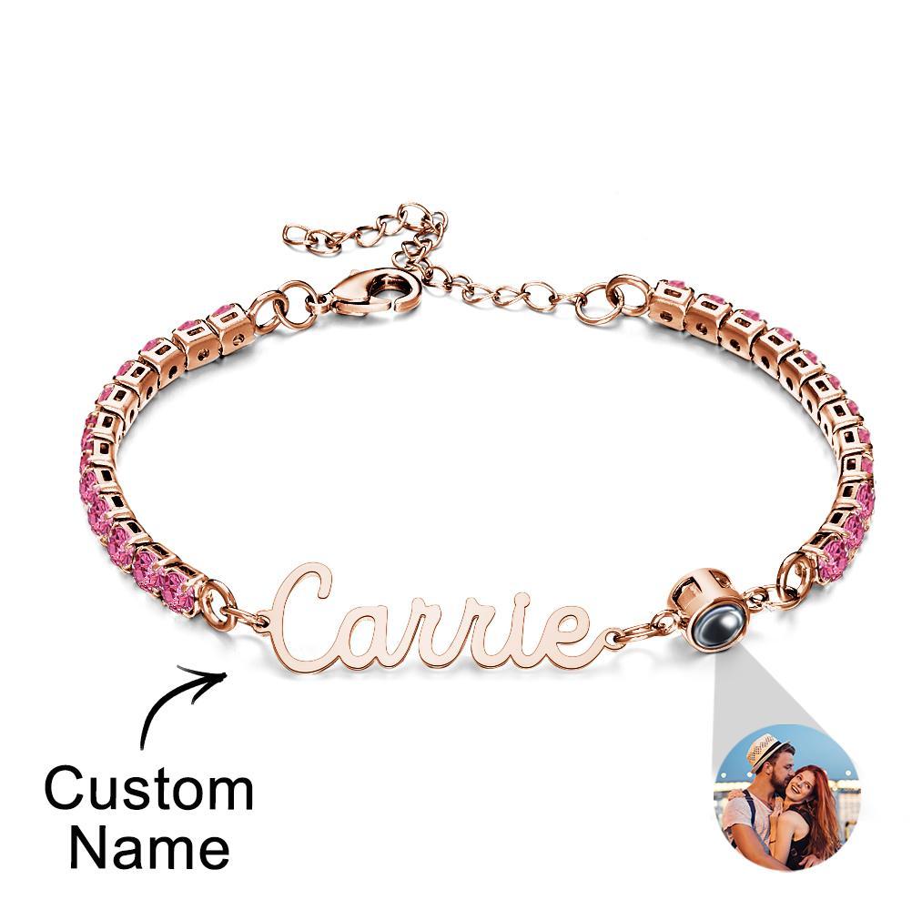 Custom Name Tennis Bracelets Projection Unique Gifts for Girl - NameNecklace