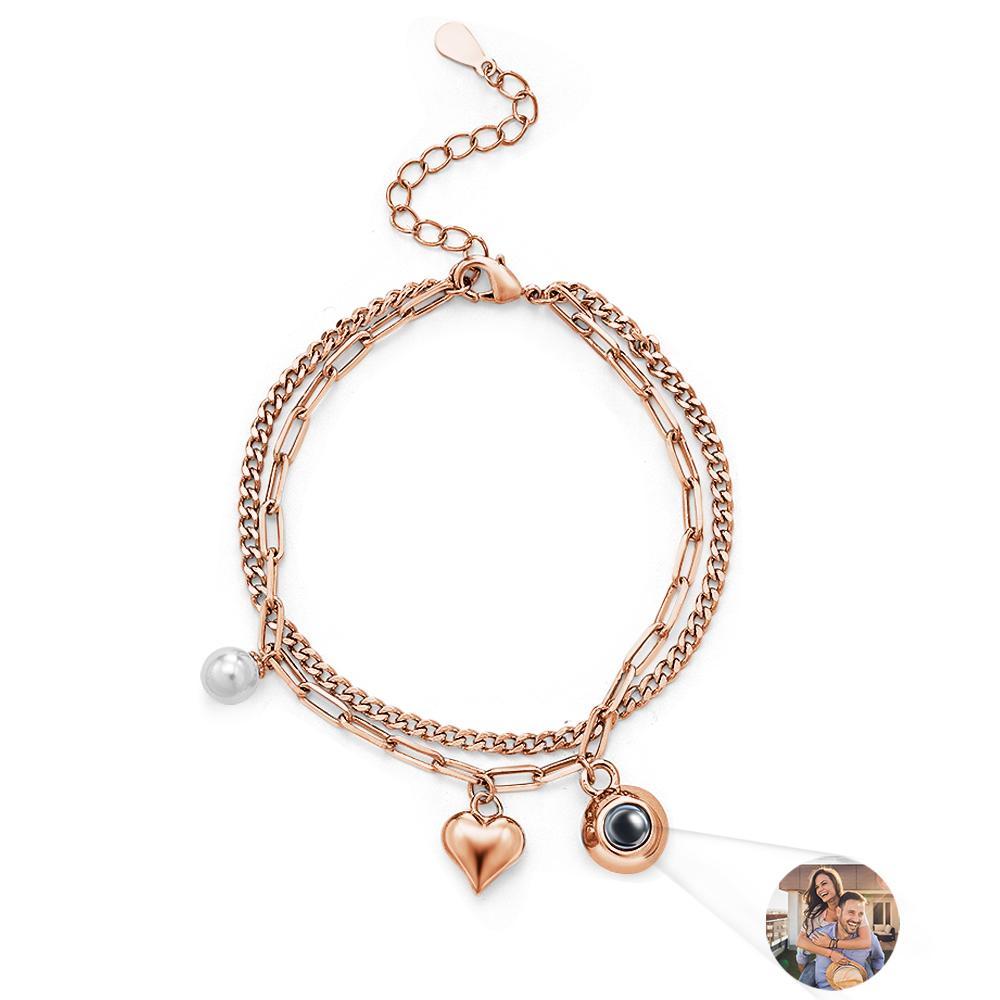 Custom Photo Projection Bracelet Heart Perfect Gift for Her - NameNecklace
