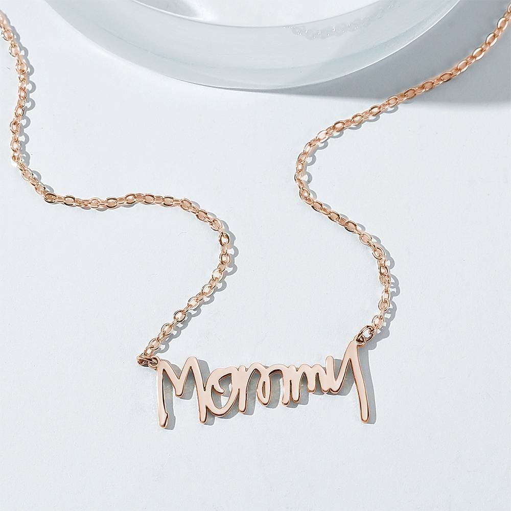 Personalized Handwriting Name Necklace Rose Gold Plated
