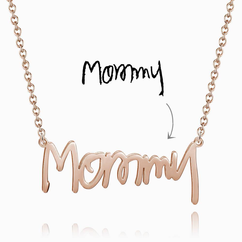 Personalized Handwriting Name Necklace Rose Gold Plated
