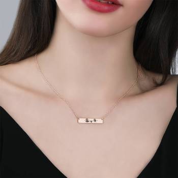 Custom Kids Drawing Photo Neckalce, Children Artwork Bar Neckalce Copper in Rose Gold Plated