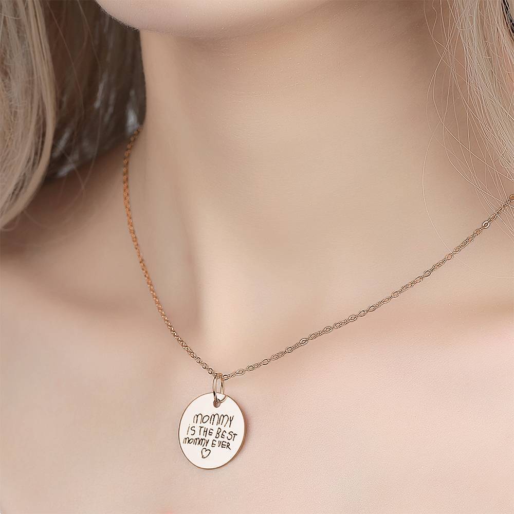 Custom Actual Handwriting Engraved Disc Necklace Copper in Rose Gold Plated