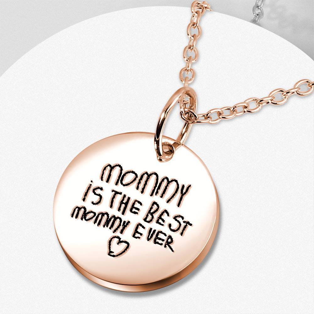 Custom Actual Handwriting Engraved Disc Necklace Copper in Rose Gold Plated