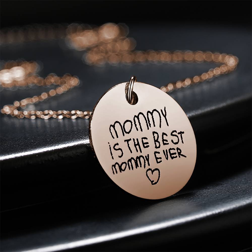 Custom Actual Handwriting Engraved Disc Necklace Copper in Rose Gold Plated