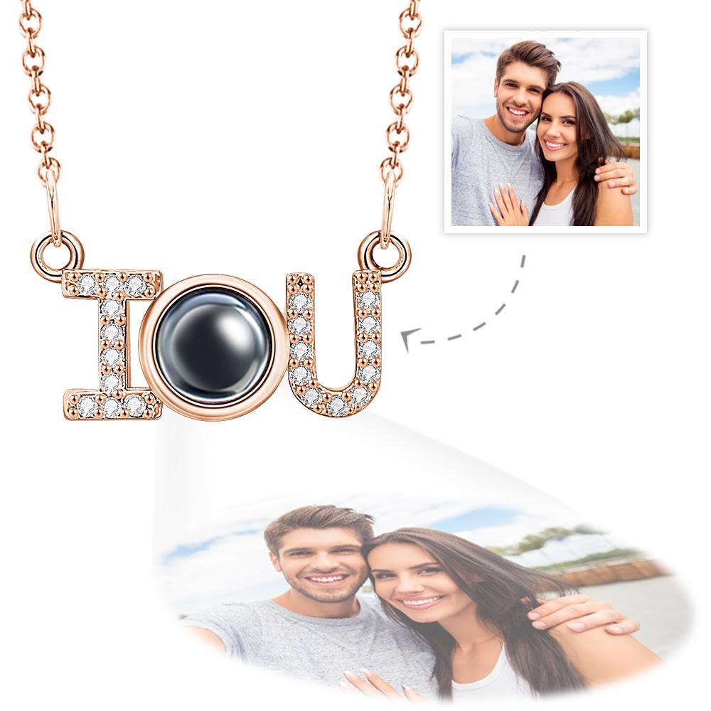 Custom Projection Necklace I Love U Romantic Memorial Couple Gifts - NameNecklace