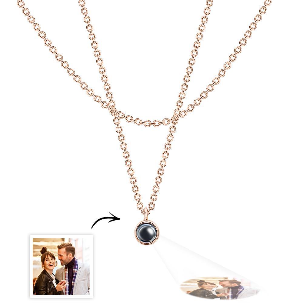 Layered Custom Necklace Personalized Photo Projection Necklace Anniversary Gifts for Her - NameNecklace