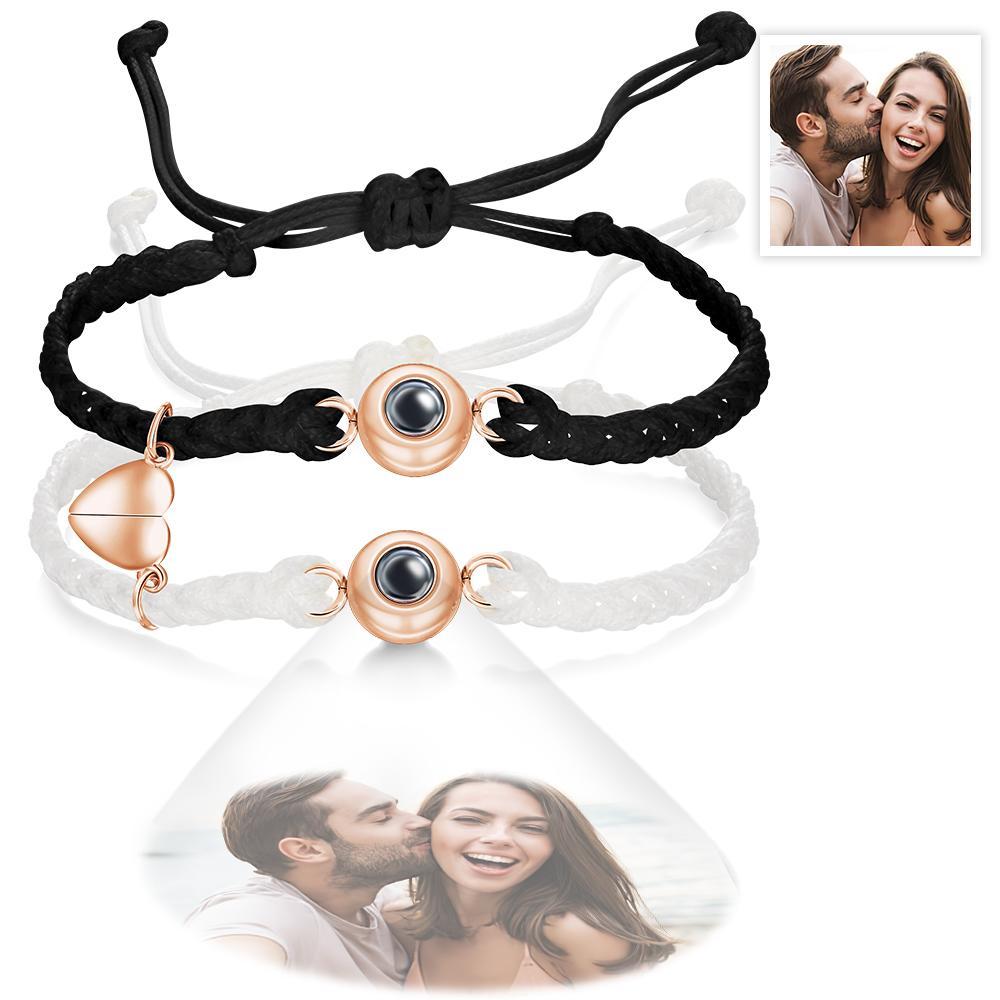 Custom Photo Projection Bracelet Woven Magnetic Bracelet Anniversary Gift - NameNecklace