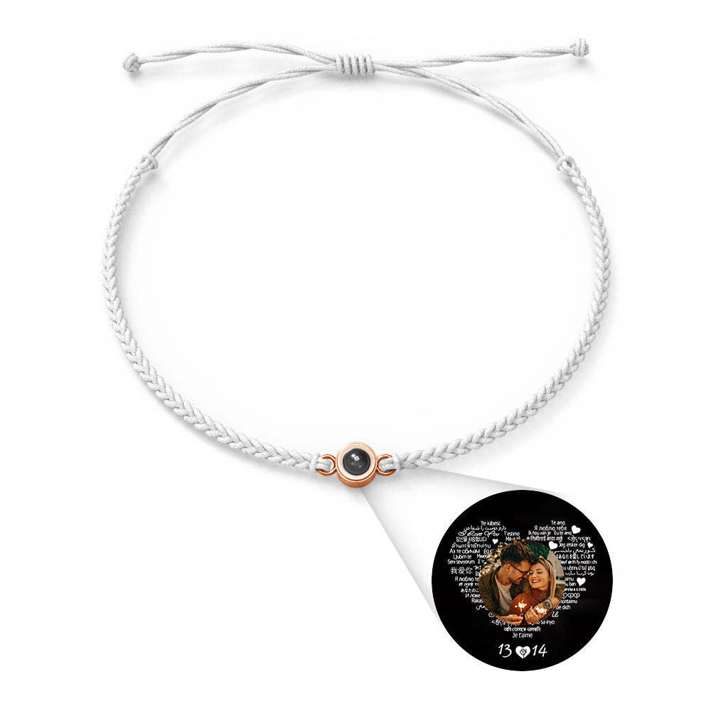 Personalized Photo Projection Charm Bracelet Multiple Colors Styles I love you in 100 languages Minimalist Photo Jewelry Birthday Gift for Her - NameNecklace