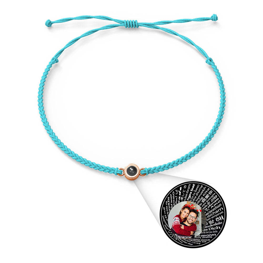 Personalized Photo Projection Charm Bracelet Multiple Colors Styles I love you in 100 languages Minimalist Photo Jewelry Birthday Gift for Her - NameNecklace