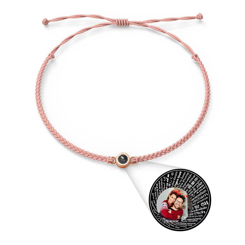 Personalized Photo Projection Charm Bracelet Multiple Colors Styles I love you in 100 languages Minimalist Photo Jewelry Birthday Gift for Her - NameNecklace