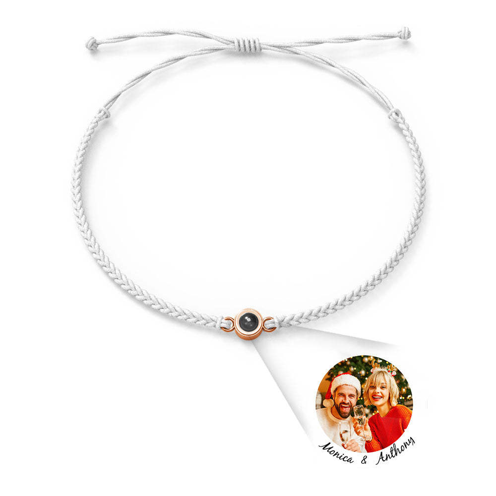 Personalized Photo Projection Charm Bracelet Multiple Colors Styles I love you in 100 languages Minimalist Photo Jewelry Birthday Gift for Her - NameNecklace