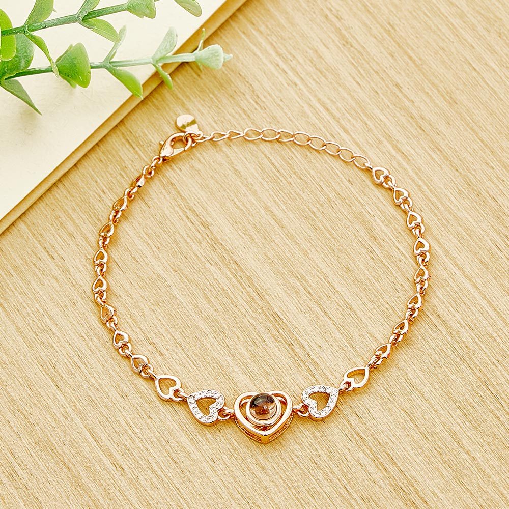 Personalized Photo Bracelet Heart Projection Memorial Photo Bracelet Gift for Her - NameNecklace