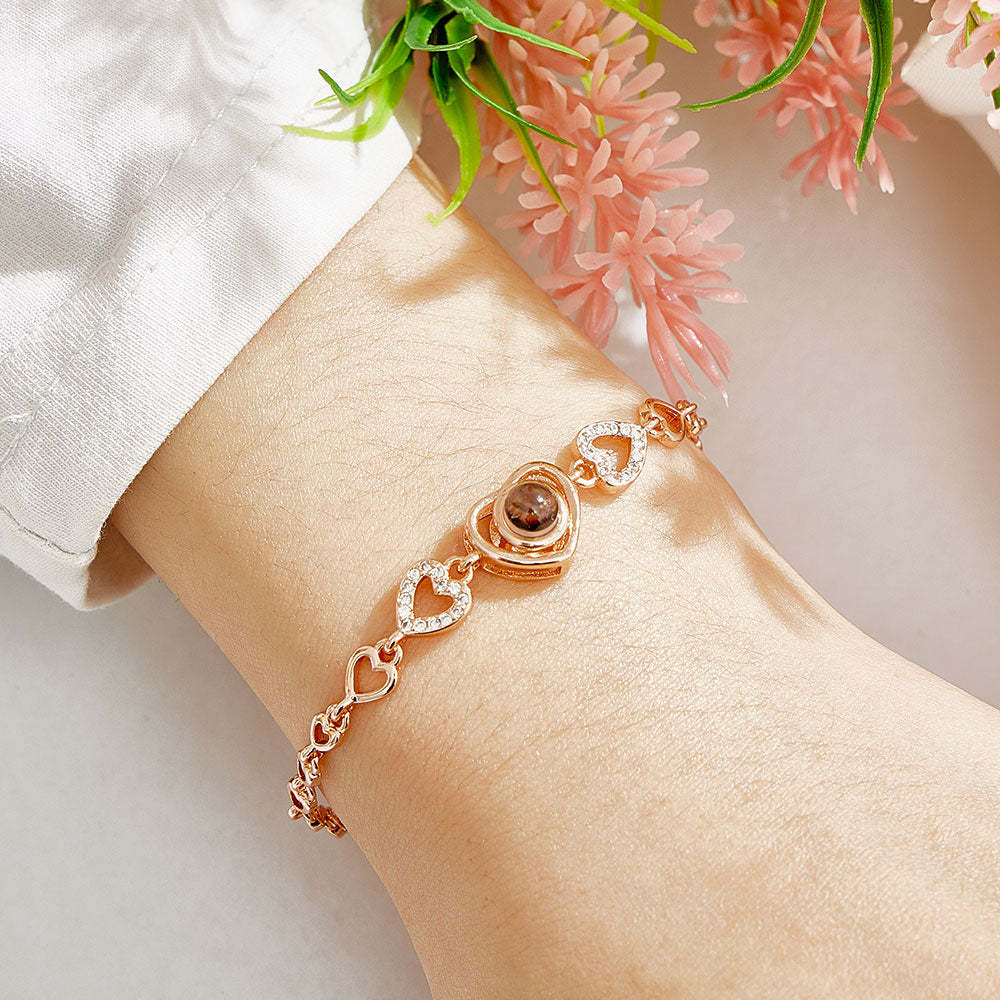Personalized Photo Bracelet Heart Projection Memorial Photo Bracelet Gift for Her - NameNecklace