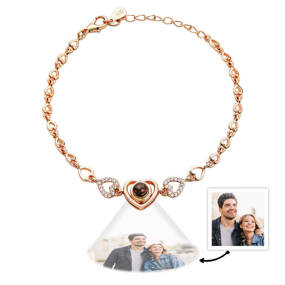 Personalized Photo Bracelet Heart Projection Memorial Photo Bracelet Gift for Her - NameNecklace
