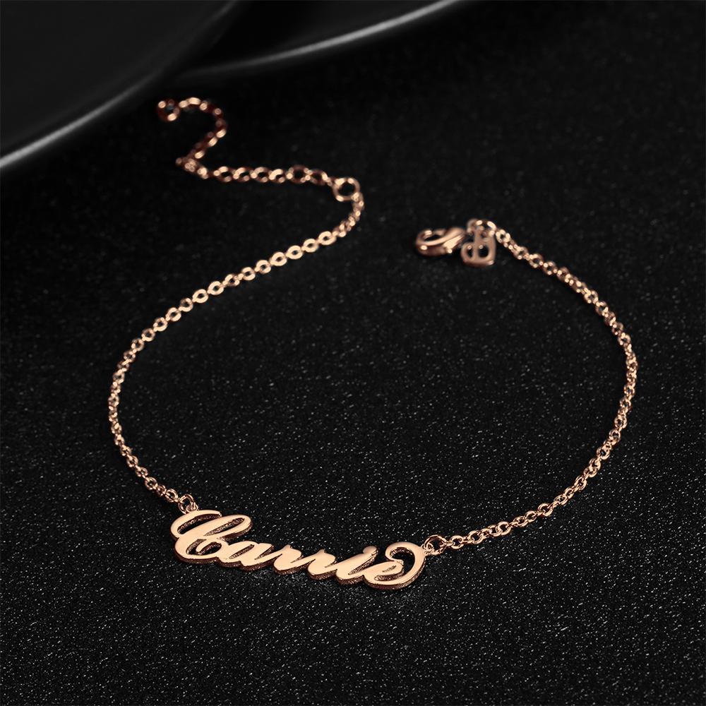 Custom Name Anklet Personalized Jewelry Rose Gold Plated