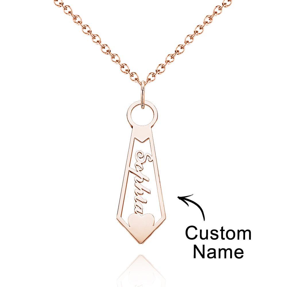 Custom Name Necklace Tie Shaped Pendant Gifts for Dad - NameNecklace