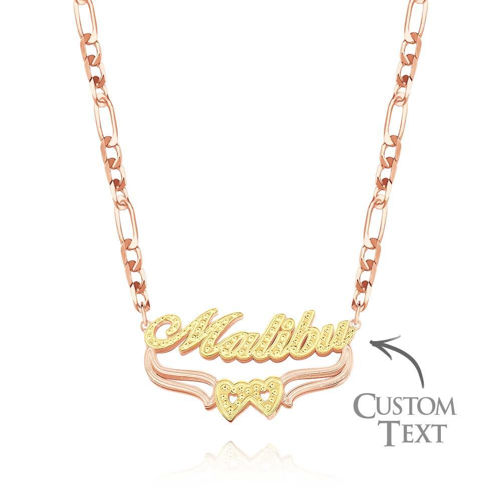 Personalized Hip Hop Name Necklace Double Heart Necklace Fashion Jewelry Gifts for Men - NameNecklace