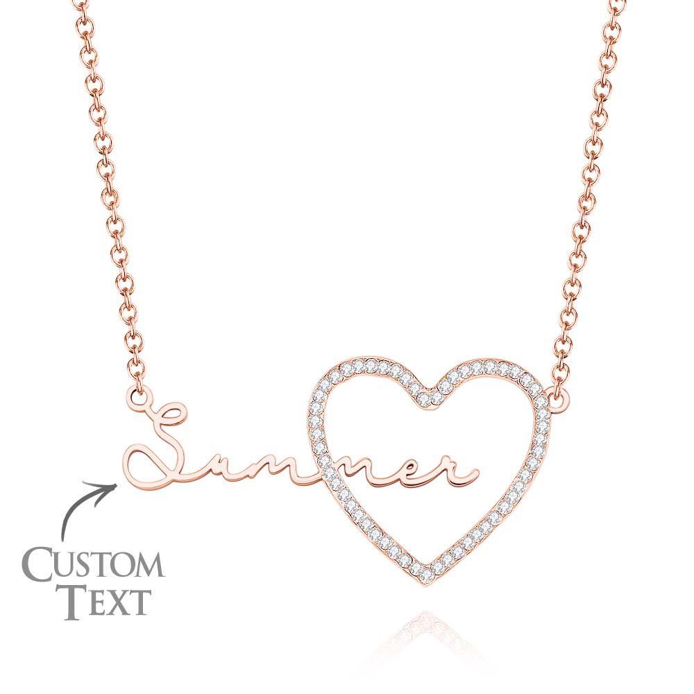 Custom Name Necklace Heart Iced Name Hollow Out Necklace Jewelry Gift For Her - NameNecklace