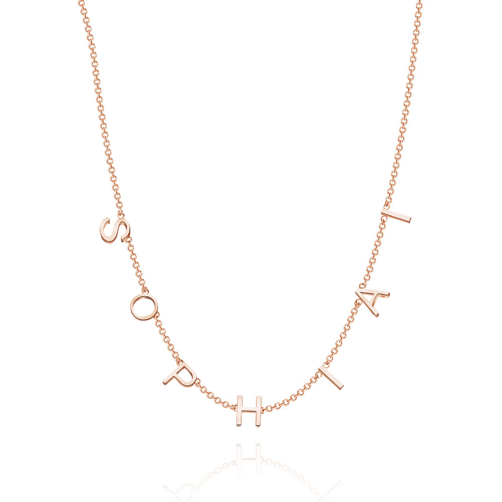 Personalised Initial Name Gold Necklace -Silver Custom Letter Choker- Spaced Letter Necklace - Personalized Gift - Name Jewellery