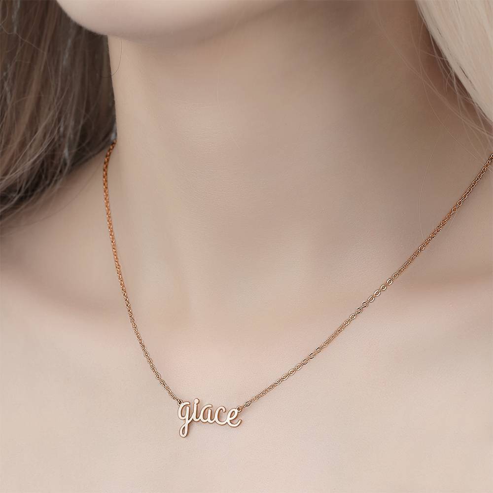 Personalized Lower Case Letter Name Necklace Rose Gold