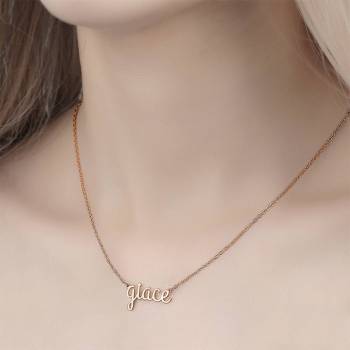 Personalized Lower Case Letter Name Necklace Rose Gold