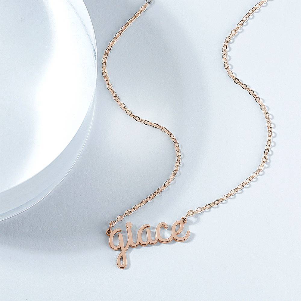 Personalized Lower Case Letter Name Necklace Rose Gold