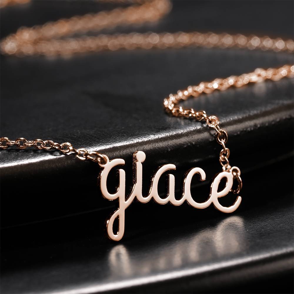 Personalized Lower Case Letter Name Necklace Rose Gold