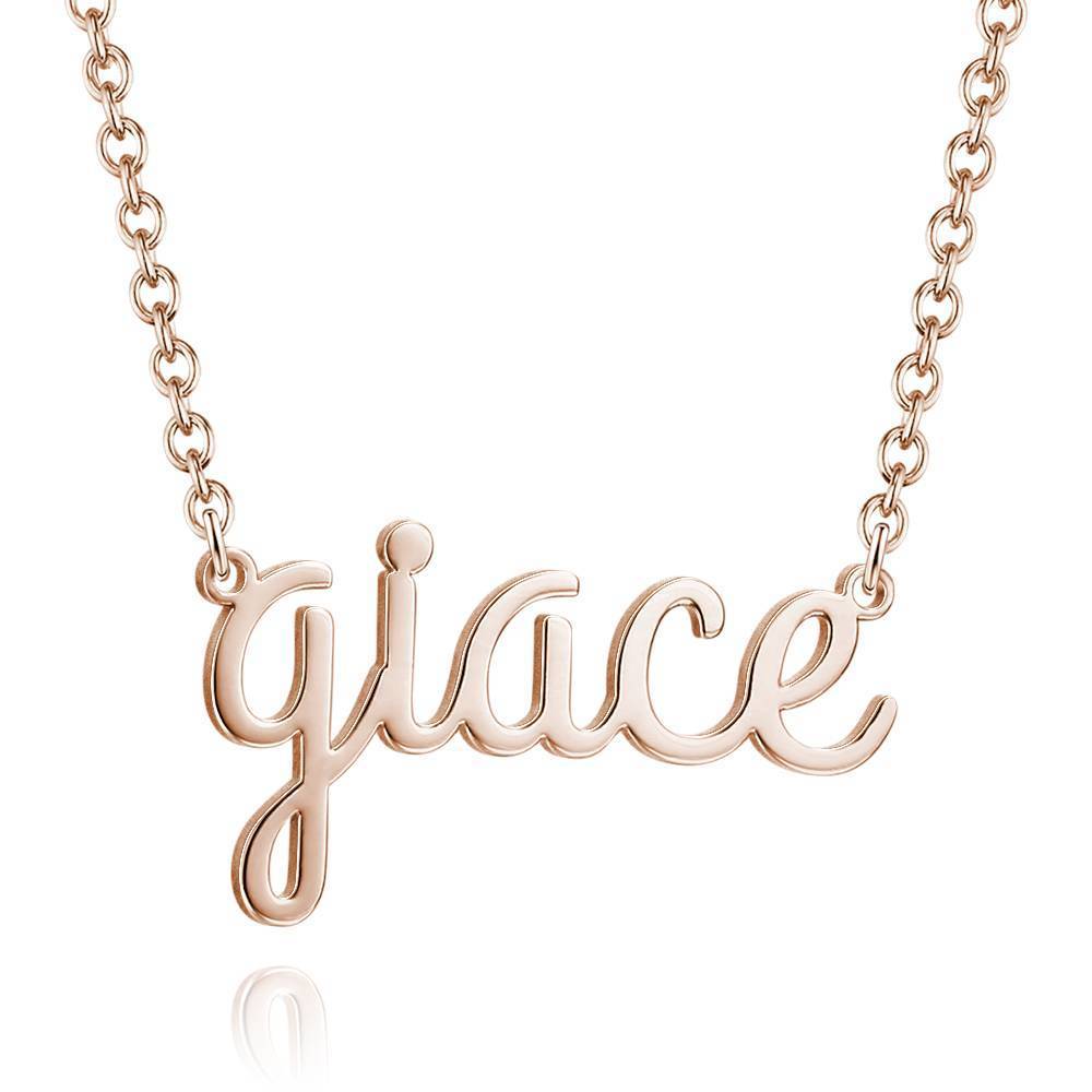 Personalized Lower Case Letter Name Necklace Rose Gold