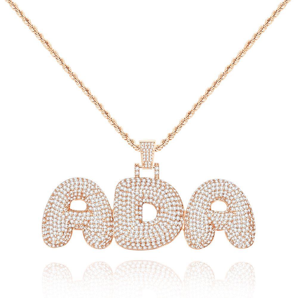 Custom Name Necklace Personalized Bling Initial Letter Chain Hip Hop Necklace for Men Women - NameNecklace