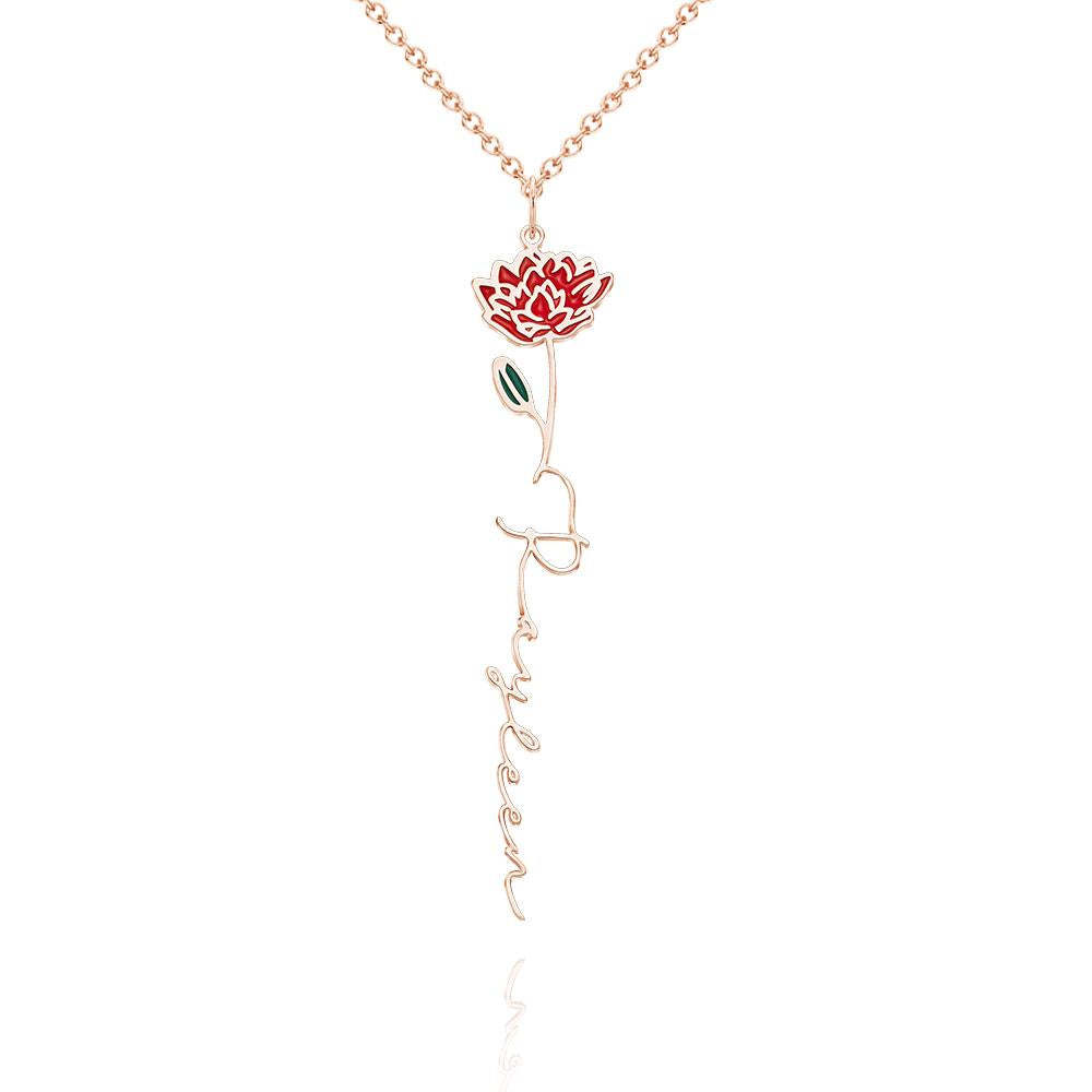 Custom Name Birth Month Colorful Flower Necklace Dainty Floral Pendant Jewelry Birthday Gifts - NameNecklace