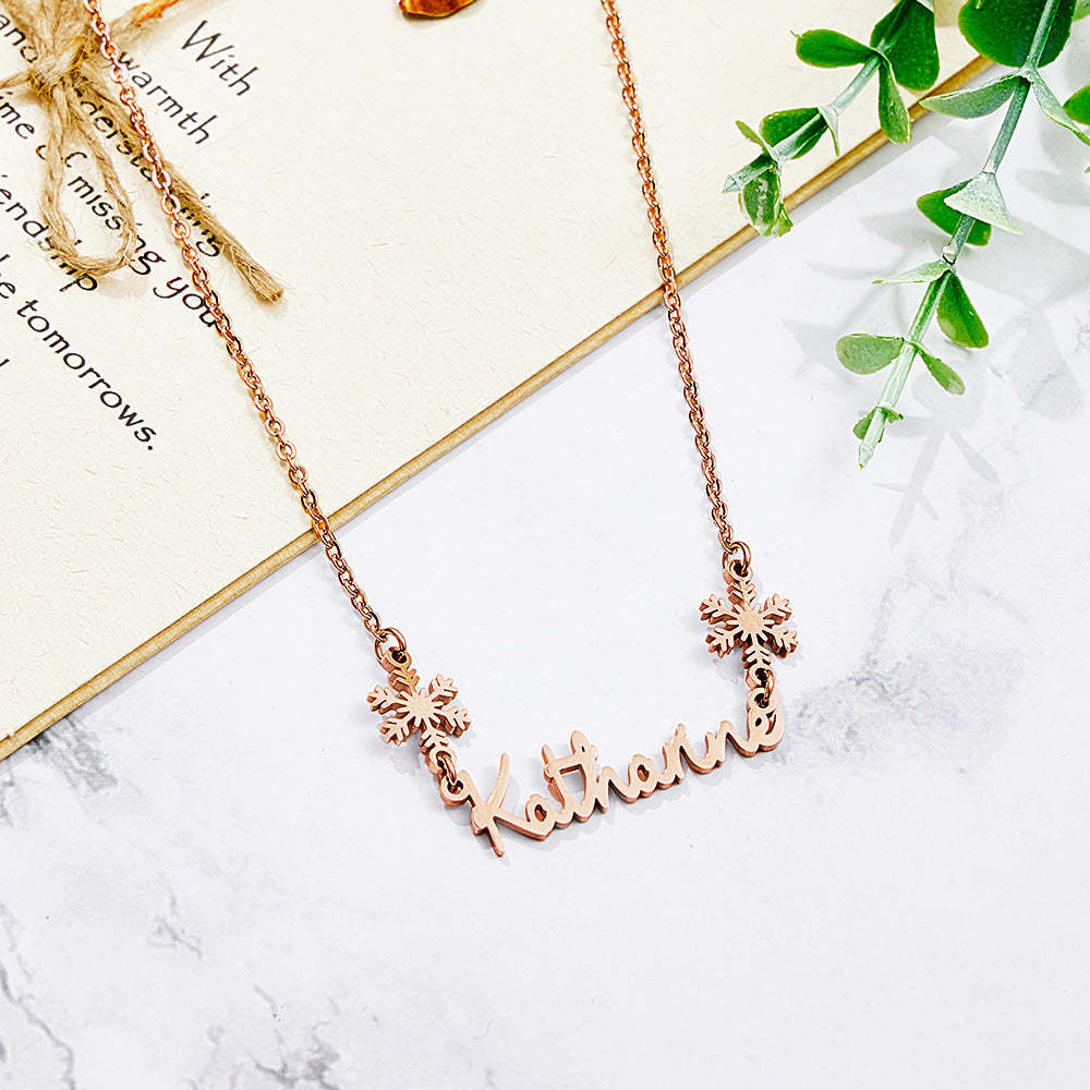 Personalized Name Snowflake Necklace Engrave Necklace Christmas Gift - NameNecklace