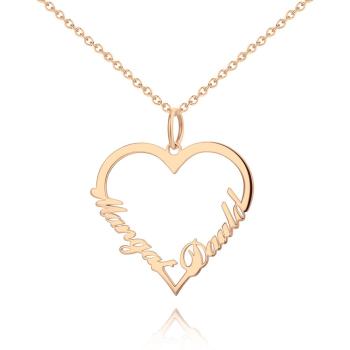 Custom Heart shaped Two Name Necklace Perfect Gifts 14K Gold For Her