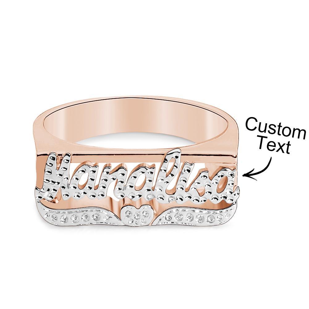 Custom Hip Hop Name Ring With Heart Decor Jewelry Gift for Men Women - NameNecklace